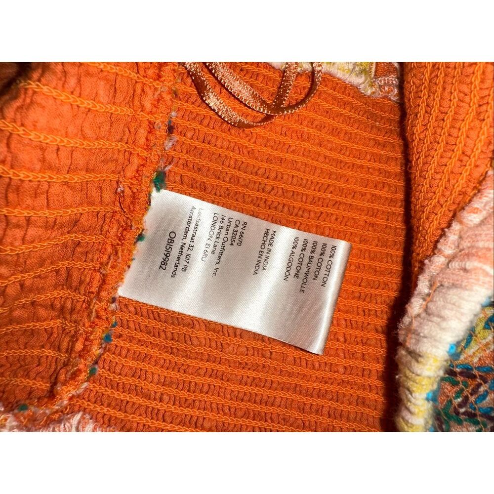 Anthropologie Large Striped Smocked Tank Crop Top Multicolor Boho Cotton V-Neck - Picture 9 of 11
